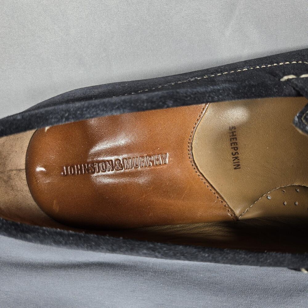 Johnston & Murphy Penny Loafers Mens 9.5 M Black Suede Sheepskin Leather Sole - Picture 8 of 10